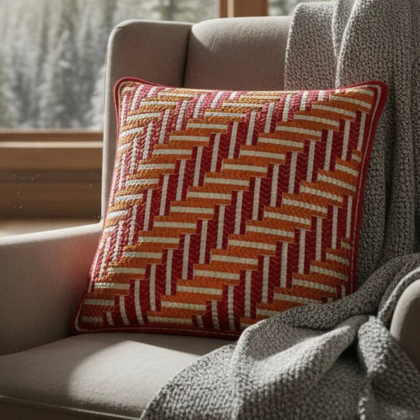 SHAKER TAPE THROW PILLOW - MARIGOLD