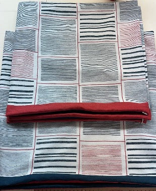 Block Printed Linen Saree Throw Pillow