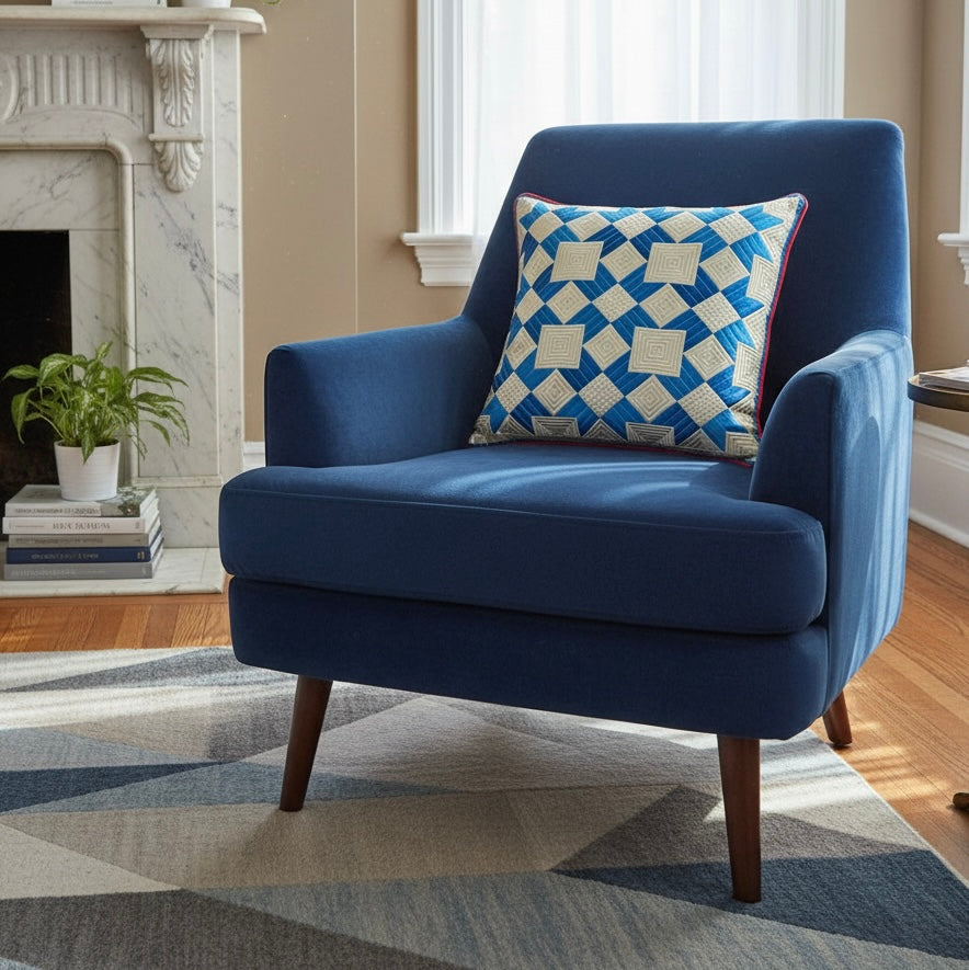 BARN STAR THROW PILLOW - CERULEAN