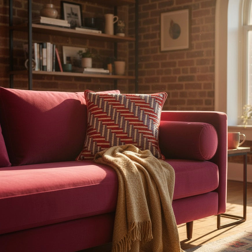 SHAKER TAPE THROW PILLOW - MARIGOLD