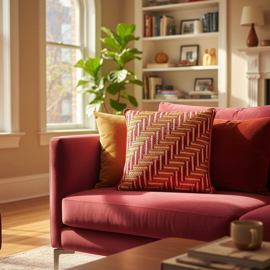 SHAKER TAPE THROW PILLOW - MARIGOLD