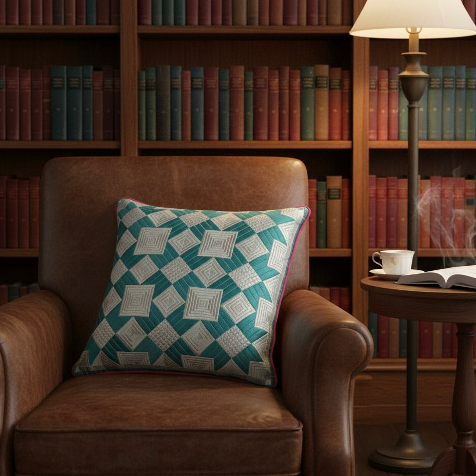 BARN STAR THROW PILLOW - AQUA