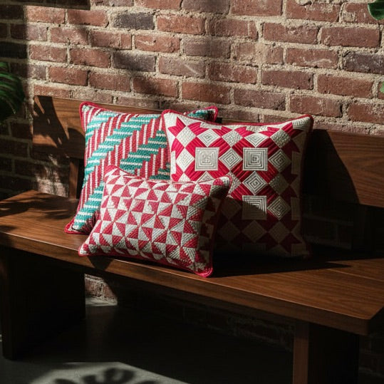 BARN STAR THROW PILLOW - FUCHSIA