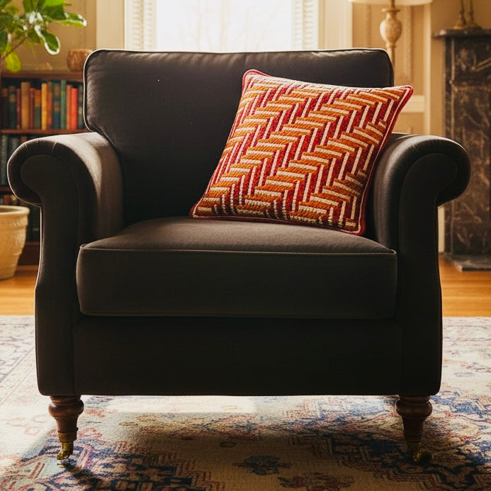 SHAKER TAPE THROW PILLOW - MARIGOLD