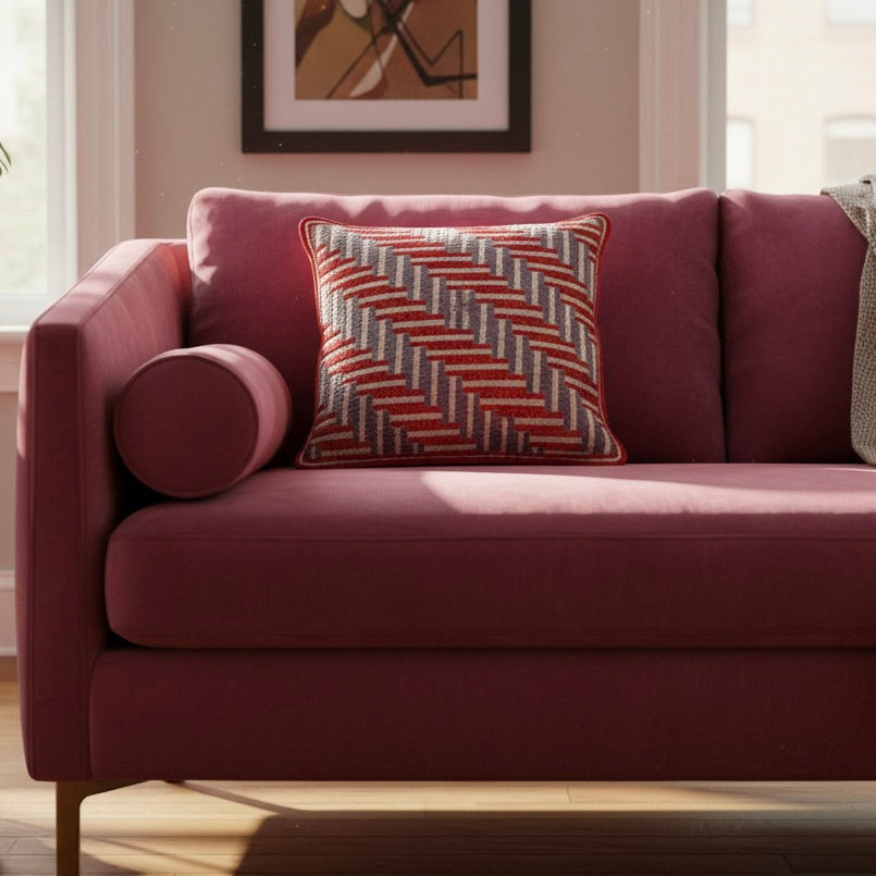 SHAKER TAPE THROW PILLOW - LAVENDER