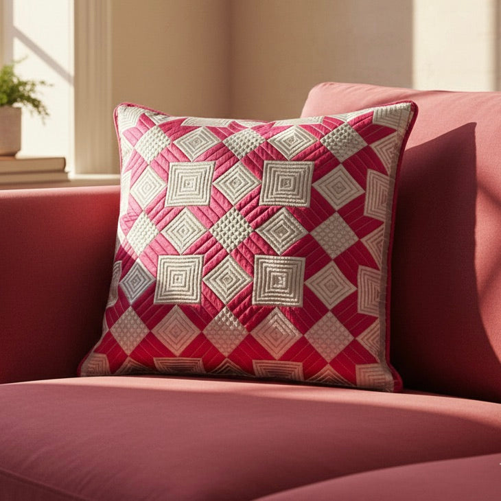BARN STAR THROW PILLOW - FUCHSIA