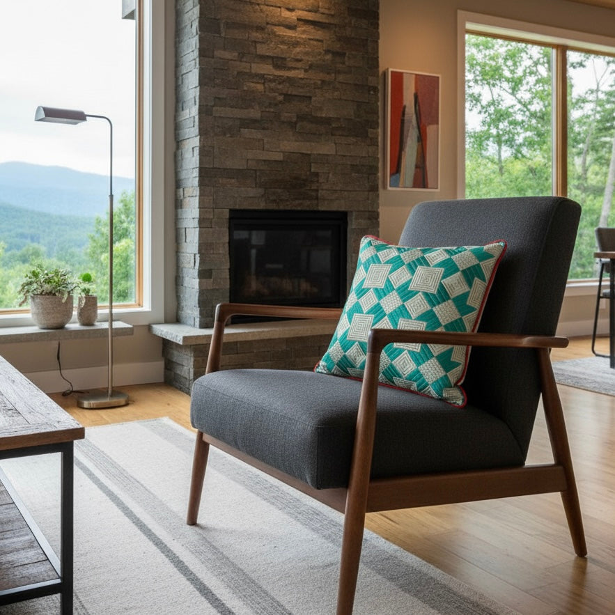 BARN STAR THROW PILLOW - AQUA