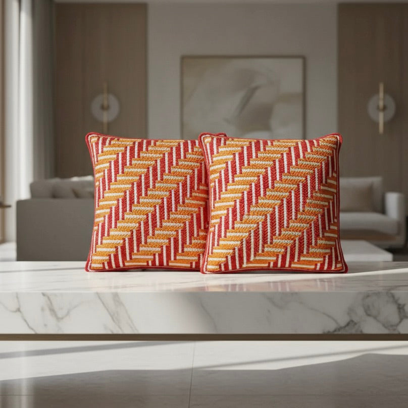 SHAKER TAPE THROW PILLOW - MARIGOLD