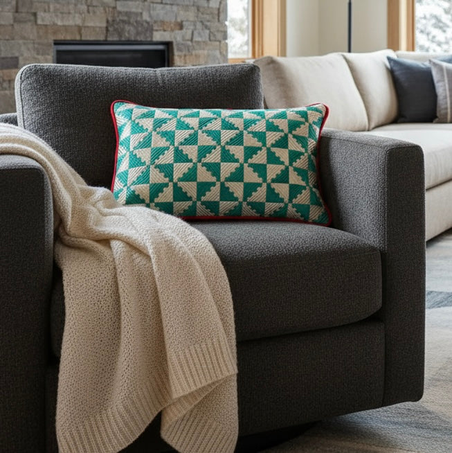 WINDMILL THROW PILLOW - AQUA