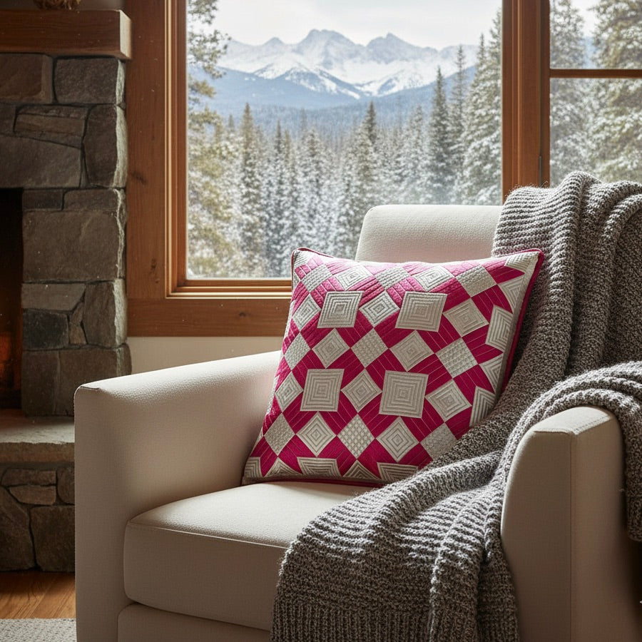 BARN STAR THROW PILLOW - FUCHSIA