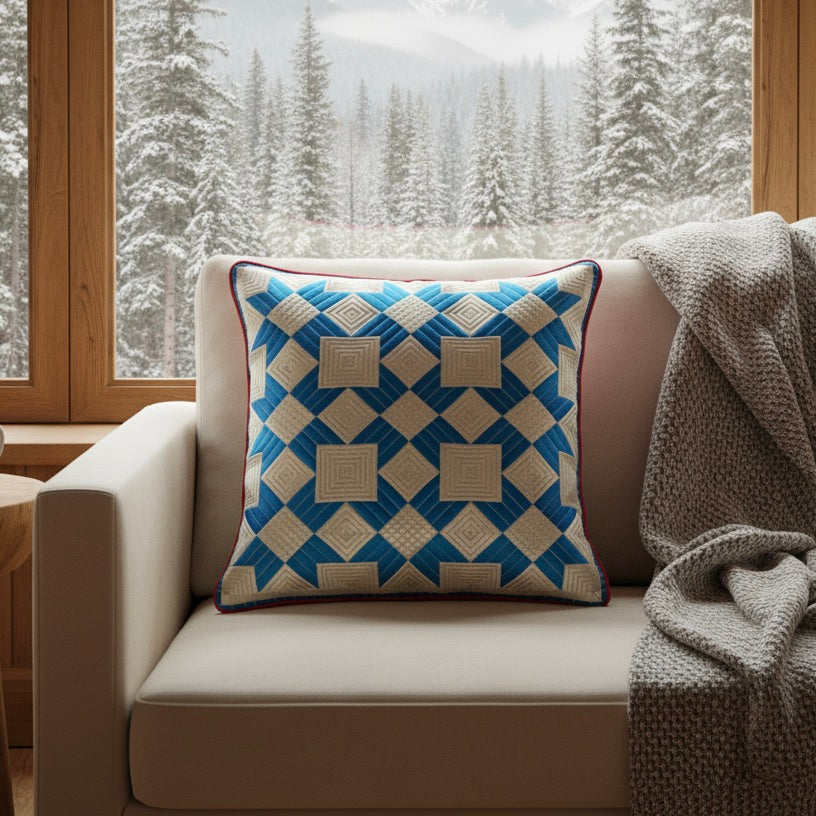 BARN STAR THROW PILLOW - CERULEAN