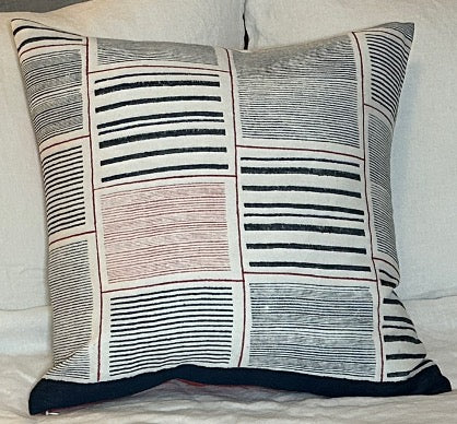 Block Printed Linen Saree Throw Pillow